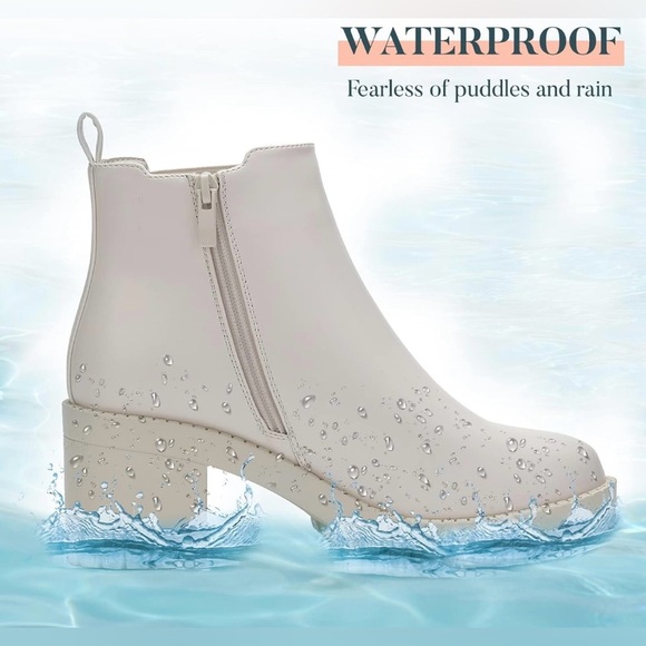 NIB EETTARO Women's Fashion Chunky Heeled Chelsea Boot in Cream Sz 8 - Picture 3 of 6